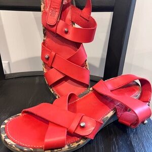 FLY LONDON NWOT Red Leather Sandals